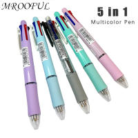 5ชิ้น/ล็อต0.5มิลลิเมตร Multicolor ปากกาลูกลื่น5 In 1มัลติฟังก์ชั่ปากกาที่มี4สีปากกาเติมและ1ดินสอตะกั่วน่ารักสีปากกาหมึก