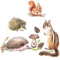 [hot]Cute Squirrel And Hedgehog Pine Cones Mushroom Wall Stickers Decoration Kids Room Self-adhesive Wallpaper Nursery Decor Stickers