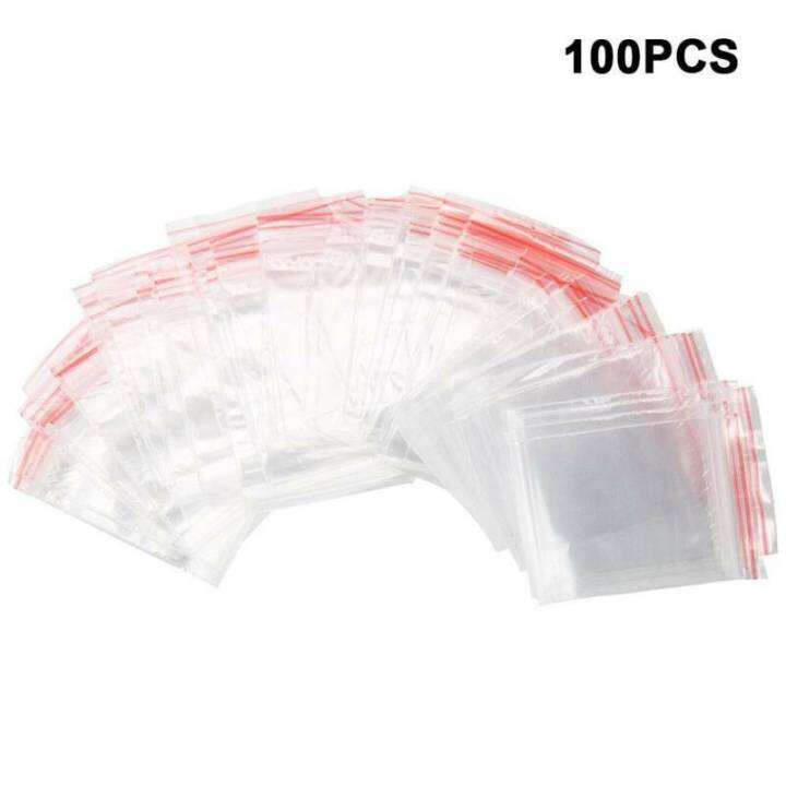 100pcs Small Clear Plastic Bags Baggy Grip Self Seal Resealable Zip