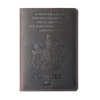 ปกหนังแท้ย้อนยุคของ Blue British Passport Travel Passport Case Men Front Cover Of British Passport