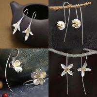 925 Sterling Silver Drop Earrings Flowers Flower Earrings F 925 Silver - 925 - Aliexpress