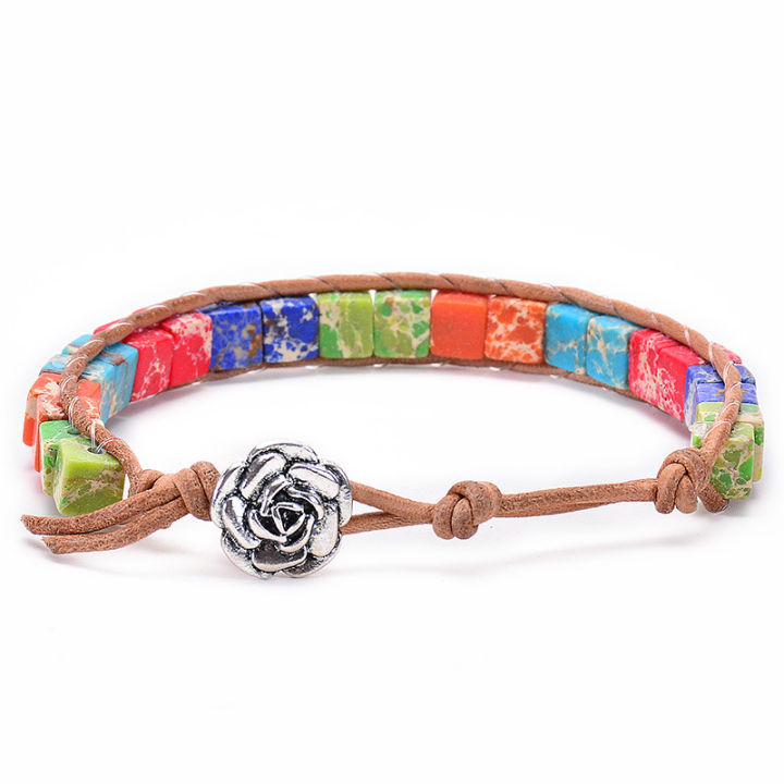 square-jewelry-beading-handstring-lotus-buckle-seven-colors-bracelet-bohemia