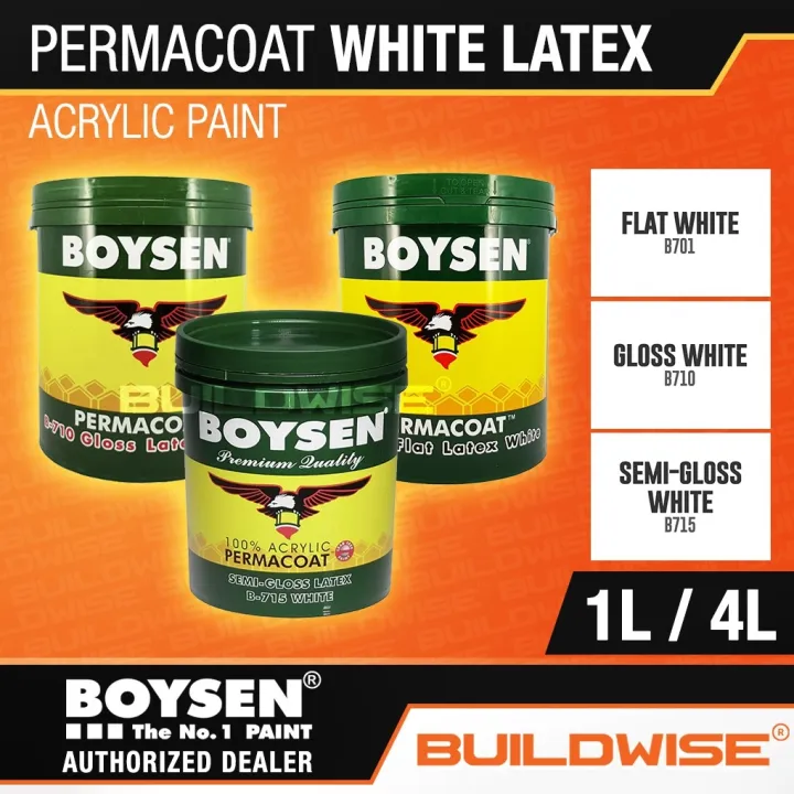 Boysen Permacoat White Latex Arcylic Paint - Flat B701 / Semi-gloss ...