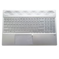 New Laptop Case Keyboard for HP 15 15 CS 15 CW TPN Q208 TPN Q210 Palmrest Keyboard Touchpad with Backlit Upper Cover Silver