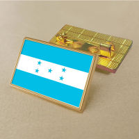 Honduras flag pin 2.5*1.5cm zinc die-cast PVC colour coated gold rectangular medallion badge without added resin