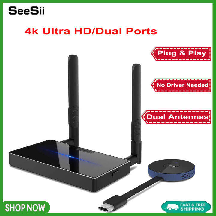 SeeSii Wireless HDMI Transmitter and Receiver Kits Full HD 4K 30Hz 5G 20M 164ft Wireless Display
