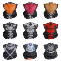 ๑♝▬ Cosplay Skull Neck Gaiter for Party Quickdry Breathable Art Painting Movie Black Headscarf for Men Women Cycling Hiking Bandana