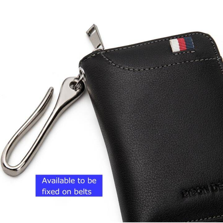 layor-wallet-กระเป๋าเงินสะพายกระเป๋าสตางค์ใส่บัตรมีซิปสำหรับผู้ชาย-ตัวครอบพวงกุญแจใส่การ์ดกระเป๋าใส่กุญแจหนังแท้-n9462ใส่กุญแจ