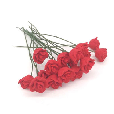 Mazalan ของเล่นโมเดลดอกไม้ดอกกุหลาบจำลองสีแดงขนาดเล็กอุปกรณ์เสริมบ้านตุ๊กตา1ชิ้น
