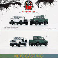 BM 1:64รุ่น Car Land R 2016 Defender 110 Pick Up เปิดประตูโลหะผสมหล่อ-สีเขียวและสีขาว-LHD