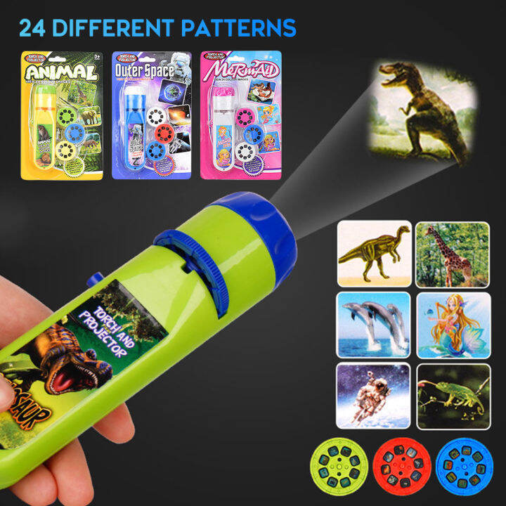 FG Cute Cartoon Dinosaur Children Projection Flashlight Projector Light