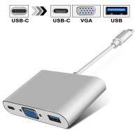 USB Type C to VGA Adapter Multiport USB3.0 Hub Type-C Female with Charging &amp; Video Converter for Apple MacBook, ChromeBook Pixel Projector TV and More Type-c Devices