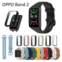 ❍☞♠ Dla OPPO Band 2 pasek ochronne szkło hartowane na ekran case plastikowy bumper rama obudowa pokrywa silikonowe miękkie inteligentna opaska akcesoria