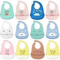 【CW】 Baby Silicone Bib Print Feeding Bibs Saliva Toddler Aprons Adjustable Burp for Boys