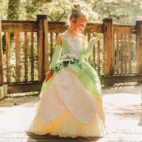 Tiana ชุดเจ้าหญิงสำหรับสาวแฟนซีดอกไม้ Ball Gown Tiana Dress Up เครื่องแต่งกายเด็กคอสเพลย์เจ้าหญิงและกบเสื้อผ้า...