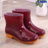 รองเท้าเสื้อคลุมแฟชั่นหญิงผู้ใหญ่สั้นหลอดยางทำงานต่ำ Overshoes กันลื่นน้ำ