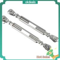 OKDEALS 2pcs ขากรรไกรและขากรรไกร ข้อต่อสายลวด 304สแตนเลสสตีล M10 3/8นิ้ว สายรัดแน่น ที่มีคุณภาพสูง รับน้ำหนักได้1200ปอนด์ ตัวปรับความตึงลวดข้อต่อ แรงดึงเชือกลวด