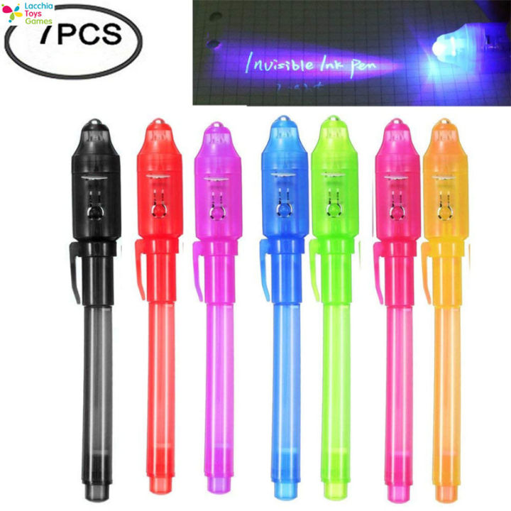 lt-ready-stock-7-pcs-uv-light-pen-set-invisible-ink-pen-kids-spy-toy-pen-with-built-in-uv-light-gifts-and-security-marking1-cod