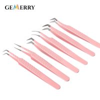 1 Pcs Extension Tweezers Pink Stainless Steel Superhard Tweezers High Precision Anti-Static Tweezers For Eyelash Extensions