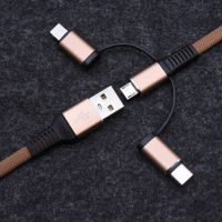 สายโทรศัพท์มือถือ3 In 1ไมโคร USB ถักชนิด C 8ขาสายชาร์จอะไหล่ Xiaomi/Huawei สายเชื่อมต่อข้อมูล