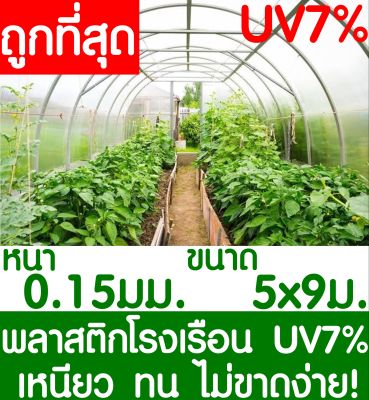 พลาสติกคลุมโรงเรือน สีใส ขนาด 5x9เมตร หนา150ไมครอน UV7% โรงเรือน greenhouse โรงเรือนเพาะชำ พลาสติกโรงเรือน โรงเรือนปลูกผัก ปลูกผัก ออแกนิค