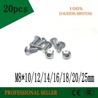 20pcs M8*10/12/14/16/18/20/25mm Stainless Steel 304 Round Head Screws Mushroom Hexagon hex Socket Button Head Screw Bolt Nails Screws  Fasteners