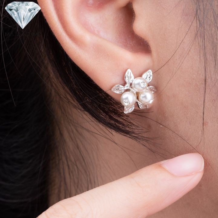 malai-gems-ต่างหูมุก-เงินแท้-silver-925-เพชรสวิส-cz-เคลือบทองคำขาว-รุ่น-31000457-แถมกล่อง-ต่างหูเพชร-ต่างหูเงินแท้