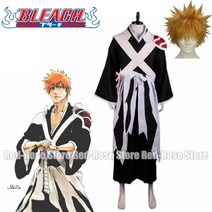 Unisex Anime Cos BLEACH Kurosaki Ichigo Cosplay Costumes Outfit Wig ...