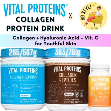 Vital Proteins Collagen Peptides Powder with Hyaluronic Acid and Vitamin C,  Unflavored, 20 oz