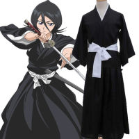 BLEACH Kuchiki Rukia Japanese Anime Cosplay Costumes Black Kimono for Women