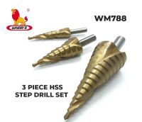 WYNNS ชุดดอกสว่านเจดีย์ เจาะสเต็บ 3 ตัวชุด Step Drill  เจาะเหล็ก ชุบไทเทเนียม WM788 4-12 mm./4-20 mm./4-32 mm.