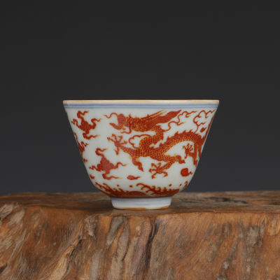 Chenghua Golden Dragon Design Cup Antique Tea Cup Collection Ornament