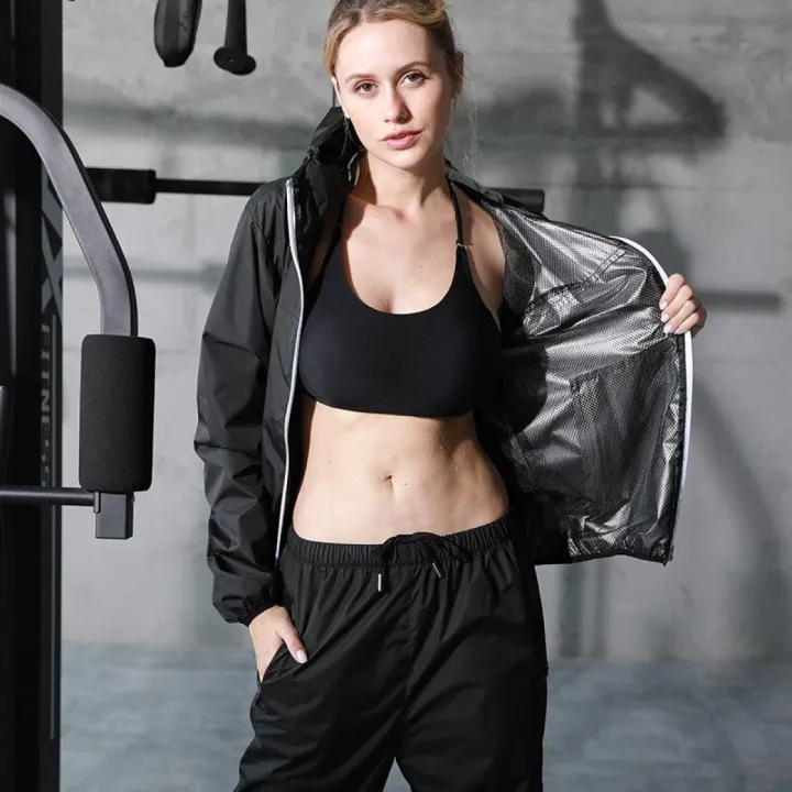 Women Sauna Suit Jacket+Pants Set Sport Heavy Duty Weight Lost Training  Fitness Sports Suit Running Yoga Sweating Gym Clothes(Sauna suit jacket +  trousers) | Lazada PH