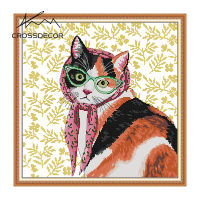 Crossdecor Cross Stitch ชุดวัสดุ Animal Series Stamped Pre-พิมพ์รูปแบบ14CT 11CT ทำด้วยมือเย็บปักถักร้อย DIY เย็บปักถักร้อยตกแต่งบ้านจอแสดงผล Sala - Cat Mom