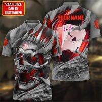 Xpx180305 amazing poker skull dragon 3D print men type polo POLO shirt color short sleeve street wear standard