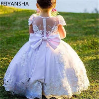 White Ivory Flower Girl Dresses Sequin Baby Girl Dress Square Puffy Dresses For Girls Kids Birthday Party Gown