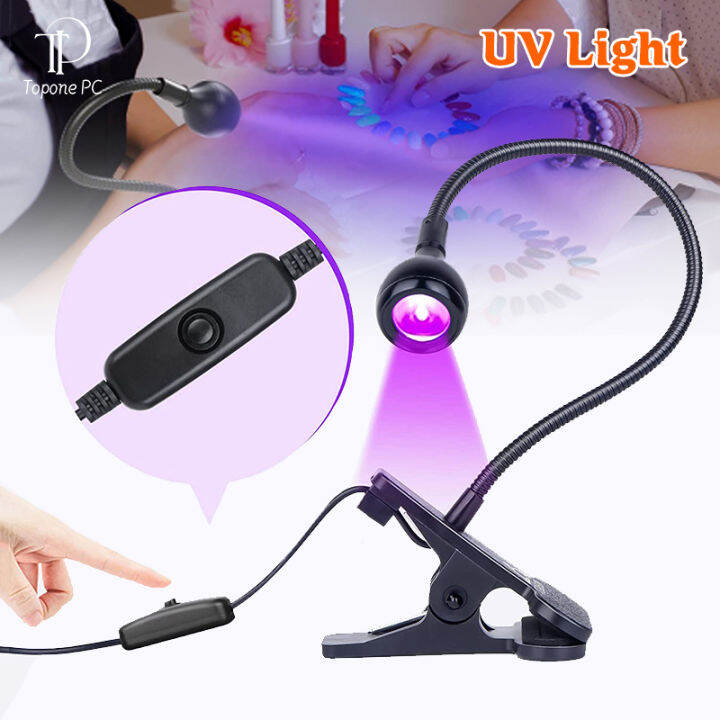 USB LED Clip Lamp Money Detect Light UV Light Nail dryer Violet Light ...