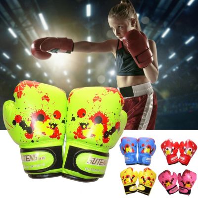 Kids Children Boxing Gloves Leather Kick Boxing Gloves Protective Glove Breathable Flame Mesh Sanda Boxing Training Gloves