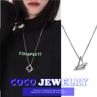 COCOJEWELRY สร้อยคอเหล็กไทเทเนียมจี้สามเหลี่ยมเรขาคณิตเกาหลีสำหรับผู้หญิงเครื่องประดับคู่รักฮิปฮอป