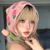 【YF】 Fashionable Korean Handmade Crochet Knit Headband Women Sweet Hollow Triangular Towel Spring Summer Travel Photo Hair Hat