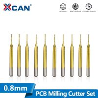 XCAN Corn End Mill 10pcs 0.8mm 1/8 Shank Titanium Coated Carbide End Mill CNC Milling เครื่องมือ เครื่องตัดกัด PCB บิตเราเตอร์ CNC