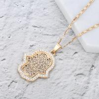 Crystal Hamsa Hands Necklace For Women Gold Silver Plated Hollow Fatima Choker Necklaces Trend Jewelry Gift for New Year 2022 Fashion Chain Necklaces