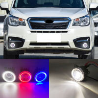 NEW2022 1 Pair 2 Functions For Subaru Forester 2013-2018 Auto LED DRL Daytime Running Light Car Angel Eyes Fog Lamp Foglight