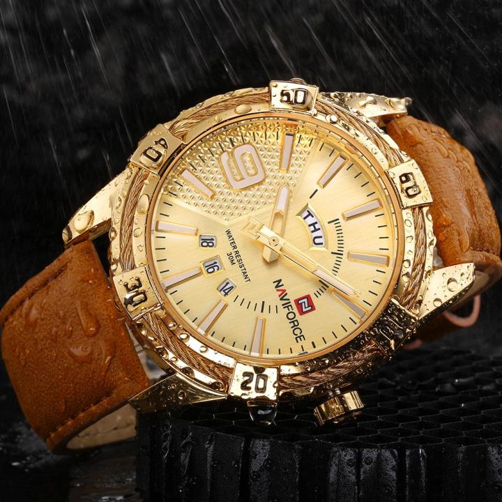 naviforce-นาฬิกาข้อมือผู้ชายนาฬิกาควอตซ์ผู้ชายแฟชั่นลำลอง-แสดงเวลาปฏิทินนาฬิกาข้อมือเรืองแสงกันน้ำ3atm
