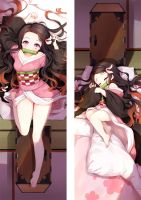 ปลอกหมอนลายอะนิเมะผ้าพีชสกิน Kimetsu No Yaiba Nezuko,ปลอกหมอนหมอน Tricot Dakimakura ขนาดเต็มรูปแบบ