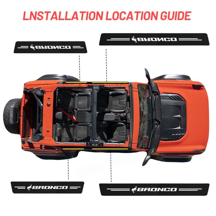 hot-k-สติกเกอร์ติดธรณีประตูประตูรถคาร์บอนไฟเบอร์4ชิ้นสำหรับลุยบร็อนโก2022-2021-2020รถสปอร์ตแต่งทรง4ประตู2ประตู