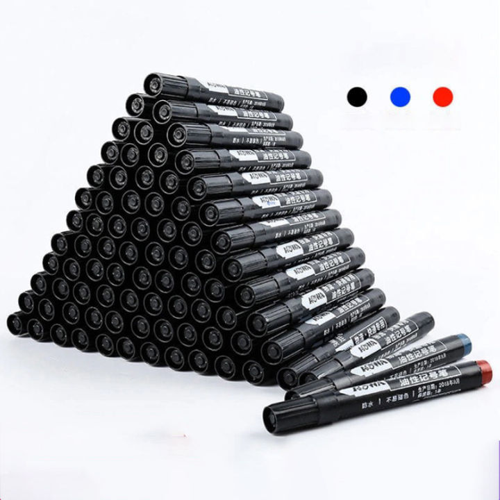3-9pcs-สี-marker-ปากกากันน้ำสีดำปากกาสำหรับยาง-oily-markers-quick-drying-ปากกาลายเซ็นอุปกรณ์เครื่องเขียน-yrrey