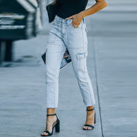 High Waist Jeans Women Fashion Denim Cargo Pants 2022 Spring Summer Loose Retro Cropped Pants Casual Mom Pants Streetwear