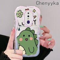 เคส Chenyyka สำหรับ OPPO F11 Pro A9 A9X เคสลายการ์ตูนไดโนเสาร์โชคดีดีไซน์ใหม่เนื้อครีมขอบคลื่นนุ่มเคสมือถือกันกระแทกแบบใสโปร่งใสลายกล้องถ่ายรูปเรียบง่ายอ่อนโยนฝาครอบป้องกัน