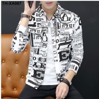 social guy personality men long sleeve printing han edition handsome leisure ins